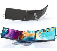 Ygretyrjh Laptop Screen Extender, 14" Triple Portable Monitor for Laptop, 1080P FHD IPS Screen Extender Monitors for 13"-17", Travel Monitor for Mac/Windows/Chrome, Built-in Speakers