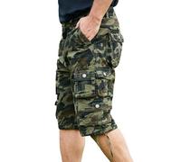 YGREYG Mens Cargo Shorts Long Capri Below The Knee Shorts 3/4 Relaxed Fit Long Shorts with Pockets, Army Green Camo, 30