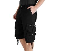 YGREYG Mens Cargo Shorts Long Capri Below The Knee Shorts 3/4 Relaxed Fit Long Shorts with Pockets, Black, 36