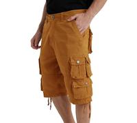 YGREYG Mens Cargo Shorts Long Capri Below The Knee Shorts 3/4 Relaxed Fit Long Shorts with Pockets, Brownish Yellow, 30