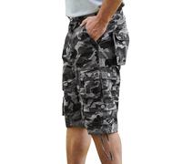 YGREYG Mens Cargo Shorts Long Capri Below The Knee Shorts 3/4 Relaxed Fit Long Shorts with Pockets, Black Camo, 34