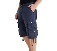 YGREYG Mens Cargo Shorts Long Capri Below The Knee Shorts 3/4 Relaxed Fit Long Shorts with Pockets, Blue, 32