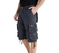 YGREYG Mens Cargo Shorts Long Capri Below The Knee Shorts 3/4 Relaxed Fit Long Shorts with Pockets, Dark Grey, 38