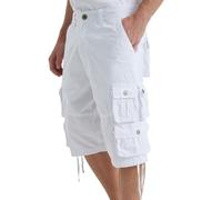 YGREYG Mens Cargo Shorts Long Capri Below The Knee Shorts 3/4 Relaxed Fit Long Shorts with Pockets, White, 38