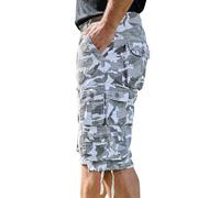 YGREYG Mens Cargo Shorts Long Capri Below The Knee Shorts 3/4 Relaxed Fit Long Shorts with Pockets, White Camo, 36