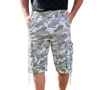 YGREYG Mens Cargo Shorts Long Capri Below The Knee Shorts 3/4 Relaxed Fit Long Shorts with Pockets White Camo 34, Camouflage