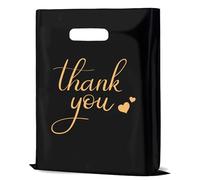 YGSEPCC 100 Pcs Thank You Bags Shopping Bags for Small Business, 1.57 Mil Thick 9x12In Gifts Bag, Plastic Merchandise Bags with Handle for Stores Boutique, Clothes