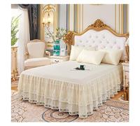 YGSGJSP Bed Skirt Lace Bed Skirt Luxury Princess Girl Bedspread Queen King Size Spring Fitted Sheets Bed Mattress Cover Retro Bedding with Skirt(White,150x200x45cm)