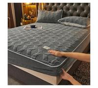 YGSGJSP Fitted Sheet Plush Thicken Quilted Bed Sheet Winter Warm Soft Crystal Velvet Quilted Bed Fitted Sheet King Queen Mattress Protector Cover(Dark gray,90x200cx30cm)