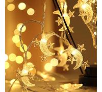 YGSIKY 1.5M 10 LED Solar Star Moon String Lights, Outdoor Solar Powered Star Fairy Lights Waterproof for Home, Party, Christmas, Wedding, Garden Decoration