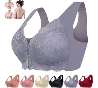 YGSIKY 5D Shaping Wireless Bra, Seamless Push Up Bra, Front Close Bra, Grey, XL