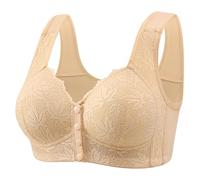 YGSIKY Bra for Senior Women,Comfy Front Closure Button Breathable Bras,Front Closure Breathable Bra for Seniors,Bra Womens Solid Lace Wireless Push up Bra (Skin,40)