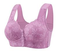 YGSIKY Bra for Senior Women,Comfy Front Closure Button Breathable Bras,Front Closure Breathable Bra for Seniors,Bra Womens Solid Lace Wireless Push up Bra (Purple,36)