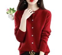 YGSIKY Cashmere Cardigans for Women,Women's Button up Long Sleeved Cardigan,Soft and Warm Knit,Button Front Long Sleeve Cardigan Soft Warm Knit Elastic Jumpers,Women's Autumn top (Red,M)