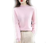 YGSIKY Cashmere sweater for women, casual solid sweater, sweater basic loose turtleneck sweater blouse tops, stand-up collar knitted sweater long-sleeved turtleneck sweater for autumn (Rosa,L)