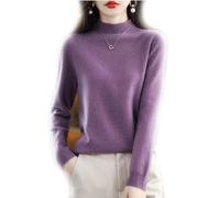YGSIKY Cashmere sweater for women, casual solid sweater, sweater basic loose turtleneck sweater blouse tops, stand-up collar knitted sweater long-sleeved turtleneck sweater for autumn (Violett,L)