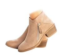 YGSIKY Chunky Heel Side Zip Ankle Boots for Women,Ankle Boots for Women Arch Support,Booties for Women Low Heel Boots for Women Low Heel,Side Zip Ankle Boots for Women (Beige,39 EU)