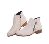YGSIKY Chunky Heel Side Zip Ankle Boots for Women,Ankle Boots for Women Arch Support,Booties for Women Low Heel Boots for Women Low Heel,Side Zip Ankle Boots for Women (White,43 EU)