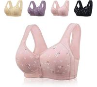 YGSIKY Daisy Bras for Older Women, Comfortable Daisy Bra for Seniors, Practical Cotton Bra with Front Button Closure for Women, Padded Daisy Bras for Seniors Comfortable Seamless Bra (Rosa,38/85)