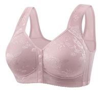 YGSIKY Daisy Bras for Older Women Front Closure,No Underwire Full Coverage Bras,Comfy Front Closure Button Breathable Bras,Plus Size No Underwire Push Up Bra for Seniors (Grey,50/115)