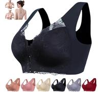 YGSIKY Front Closure 5D Shaping Wireless Bra,Seamless Bras for Women,Womens Solid Lace Wireless Push up Bra,Front Close Bras for Women, Front Close Bras for Older Women (Black,L)