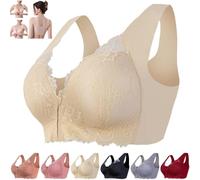 YGSIKY Front Closure 5D Shaping Wireless Bra,Seamless Bras for Women,Womens Solid Lace Wireless Push up Bra,Front Close Bras for Women, Front Close Bras for Older Women (Skin,XL)