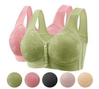 YGSIKY Front Closure Bras,Daisy Bras for Older Women,Comfortable Full Support Bra,Wide Back,No Wire,Plus Size Bra with Front Button,Everyday Bra (A,44/100)