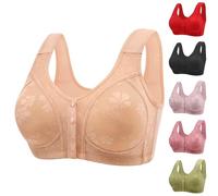 YGSIKY Front Closure Bras for Older Women,Non-Wired Front Closure Push Up Bras, Front Closure Bras for Women,Breathable Full Coverage Bras for Everyday for Elderly Seniors Women (Skin,42)