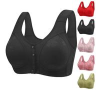 YGSIKY Front Closure Bras for Older Women,Non-Wired Front Closure Push Up Bras, Front Closure Bras for Women,Breathable Full Coverage Bras for Everyday for Elderly Seniors Women (Black,42)