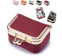 YGSIKY Genuine Leather Mini Jewelry Box,Mini Travel Jewelry Case Organizer for Women,Portable Vintage-inspired Coin Purse Jewelry Case, Travel Ring Box for Women for Rings, Earrings, Necklaces (Red)