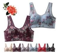 YGSIKY Ice silk lace cooling comfort bra, ice silk cooling bra, seamless sports bra, wireless push up bra, ultra thin ice silk bra, ice silk comfort bra for older women (B+L,L)