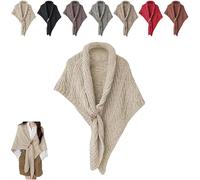 YGSIKY Knitted Triangle Shawl with Leather Buckle,Women's Warm Crochet Knit Shawl Wrap, Knit Scarf Cape,New Fall Winter Knitted Shawl, Multifunctional Triangle Shawl for Ladies (Beige,1PC)
