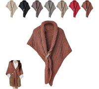 YGSIKY Knitted Triangle Shawl with Leather Buckle,Women's Warm Crochet Knit Shawl Wrap, Knit Scarf Cape,New Fall Winter Knitted Shawl, Multifunctional Triangle Shawl for Ladies (Caramel Brown,1PC)