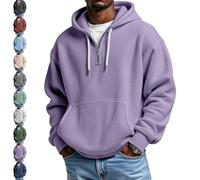 YGSIKY Mens Quarter Zip Sweatshirt,Men's Casual Solid Color Waffle Zipper Long Sleeve Hooded Sweatshirt,Loose and Comfortable (Purple,3XL)