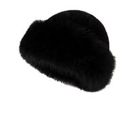 Oversized Winter Faux Fur Bucket Hat for Women,Fluffy Bucket Hat for Women,Fluffy Warm Hat Women's Furry Fisherman Cap for Casual, Trips, Sports, Skiing,Daily (Black)