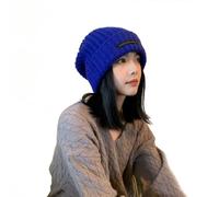 YGSIKY Slouchy Knit Skull Cap,Guys Women Striped Winter Beanie Hat,Warm Stocking Hats, Cuffed Plain Hat for Cold Weather,Warm Loose Slouch Hats for Women Men (Blue)