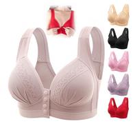YGSIKY Snap Front Bra,Women's Front Button Bra,Front Button Breathable Skin-Friendly Cotton Bra, Front Snap Bras Women Wirefree Breathable Bras,Front-Closure Bra for Older Women (Grey,40/90)