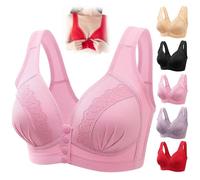 YGSIKY Snap Front Bra,Women's Front Button Bra,Front Button Breathable Skin-Friendly Cotton Bra, Front Snap Bras Women Wirefree Breathable Bras,Front-Closure Bra for Older Women (Pink,40/90)