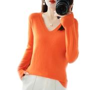 YGSIKY Sweater women winter knit, V-neck long-sleeved knitted sweater, knitted sweater long-sleeved sweater for autumn winter, your cozy premium knitted sweater for stylish autumn (Orange,XXL)