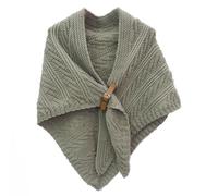YGSIKY Knitted Triangle Shawl with Leather Buckle,Women's Warm Crochet Knit Shawl Wrap, Knit Scarf Cape,New Fall Winter Knitted Shawl, Multifunctional Triangle Shawl for Ladies (Khaki,1PC)
