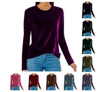 YGSIKY Velvet Tops for Women Trendy Crewneck,Long Sleeve Velour Shirt,Velvet Long Sleeve Shirt Women,Tee Shirt Trendy Velvet Soft Tops,Ladies Dressy Casaul Blouses Spring Clothing (Purple,XXL)