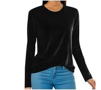 YGSIKY Velvet Tops for Women Trendy Crewneck,Long Sleeve Velour Shirt,Velvet Long Sleeve Shirt Women,Tee Shirt Trendy Velvet Soft Tops,Ladies Dressy Casaul Blouses Spring Clothing (Black,L)