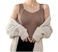 YGSIKY Winter Warm Tank Tops for Women,Winter Thickened Warm Tank Top with Shelf Bra,Thickened Winter Warm Tank Top,Women Fleece Lined Vest Camisole Sleeveless Undershirt Thermal Top (XL,Brown)