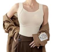 YGSIKY Winter Warm Tank Tops for Women,Winter Thickened Warm Tank Top with Shelf Bra,Thickened Winter Warm Tank Top,Women Fleece Lined Vest Camisole Sleeveless Undershirt Thermal Top (XL,Beige)