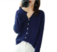 YGSIKY Women's Cashmere Cardigan,V Neck Long Sleeve Lightweight Knit Cardigan Sweater,Front Button Long Sleeve Cardigan,Fall Winter Sexy Soft Warm Elastic Knit Sweaters (Navy Blue,M)