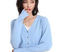 YGSIKY Women's Cashmere Cardigan,V Neck Long Sleeve Lightweight Knit Cardigan Sweater,Front Button Long Sleeve Cardigan,Fall Winter Sexy Soft Warm Elastic Knit Sweaters (Sky blue,XXL)