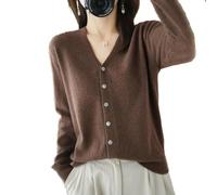 YGSIKY Women's Cashmere Cardigan,V Neck Long Sleeve Lightweight Knit Cardigan Sweater,Front Button Long Sleeve Cardigan,Fall Winter Sexy Soft Warm Elastic Knit Sweaters (Brown,XL)