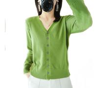 YGSIKY Women's Cashmere Cardigan,V Neck Long Sleeve Lightweight Knit Cardigan Sweater,Front Button Long Sleeve Cardigan,Fall Winter Sexy Soft Warm Elastic Knit Sweaters (Fruit Green,M)