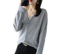 YGSIKY Women's Cashmere Cardigan,V Neck Long Sleeve Lightweight Knit Cardigan Sweater,Front Button Long Sleeve Cardigan,Fall Winter Sexy Soft Warm Elastic Knit Sweaters (Grey,XXL)