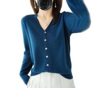 YGSIKY Women's Cashmere Cardigan,V Neck Long Sleeve Lightweight Knit Cardigan Sweater,Front Button Long Sleeve Cardigan,Fall Winter Sexy Soft Warm Elastic Knit Sweaters (Seaweed Blue,XL)